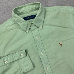 Polo Ralph Lauren Shirt Mens Large Mint Green Button Down Heavyweight Flesh Pony